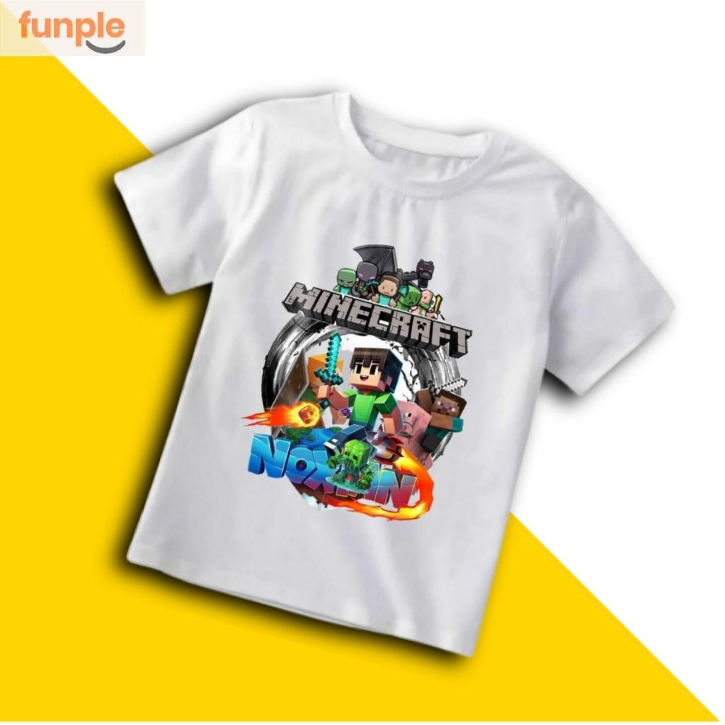 Kaos Anak Funple karakter Minecraft noxin Cotton Combed 30s | Sablon DTF | Adem & Nyaman | kaos anak