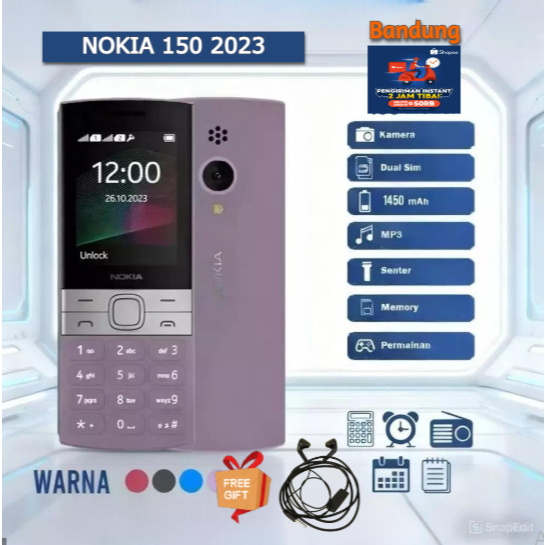 HP NOKIA 150 2023 BARU GARANSI 1 TAHUN KAMERA MEMORY DUAL SIM BATERAI 1450mAh