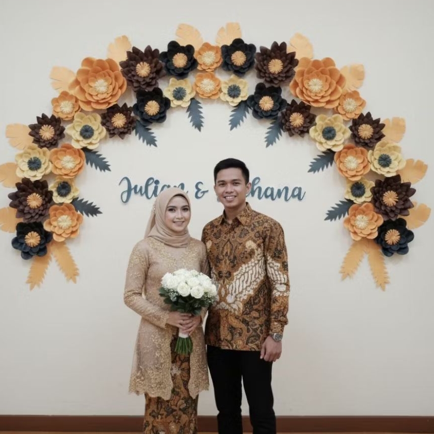 Backdrop Paper Flower/Dekorasi Lamaran Murah Bunga Kertas