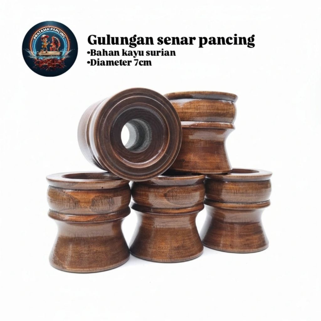 golong pancing kayu joran timbang motif kendi garis