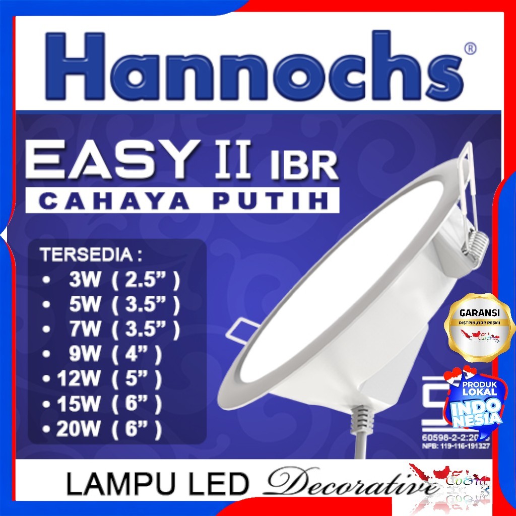 Lampu Downlight Hannochs EASY 7w Putih Kuning Bulat Panel led hannochs downlight led hannochs Downli