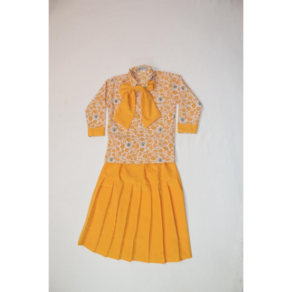 Setelan Seragam PAUD Anak Perempuan Batik Teratai Kuning Besway Panjang-Panjang