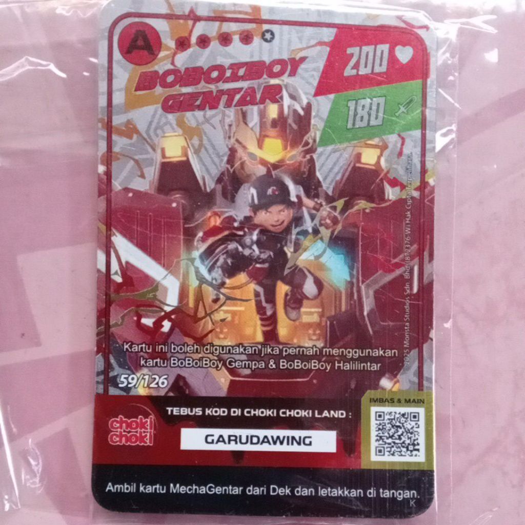 kartu foil choki choki BOBOIBOY GENTAR