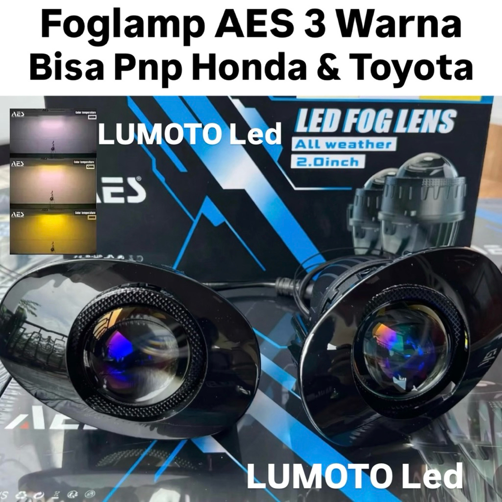 Foglamp AES Oval 3 Warna Ukuran 2 Inch Honda Toyota AES Foglamp Mobil
