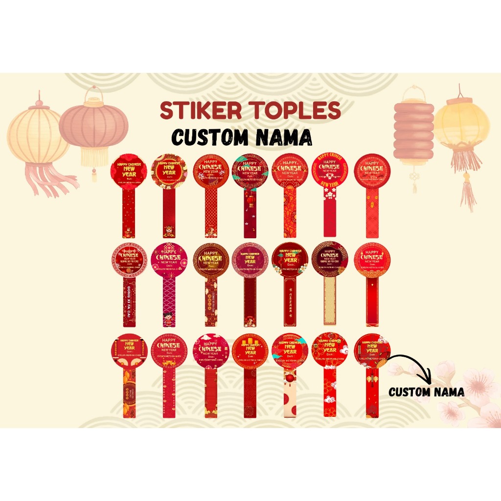 Stiker Segel Imlek Sticker Segel Toples Imlek Chinese New Year stiker kue imlek