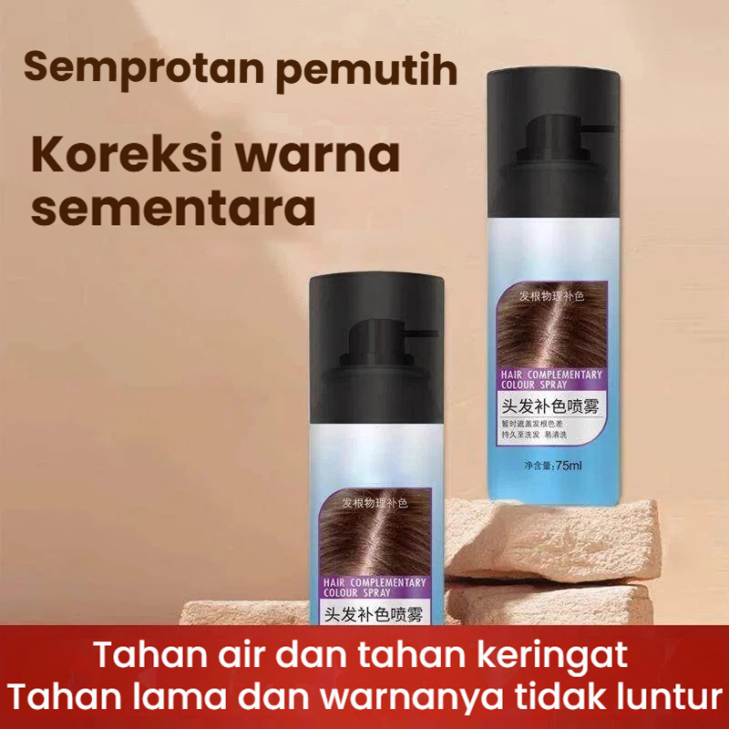 Semir Semprotan Rambut Uban 75ml Hitam Coklat Gelap Coklat Muda Warna Tahan Air Cepat Kering Pakai S