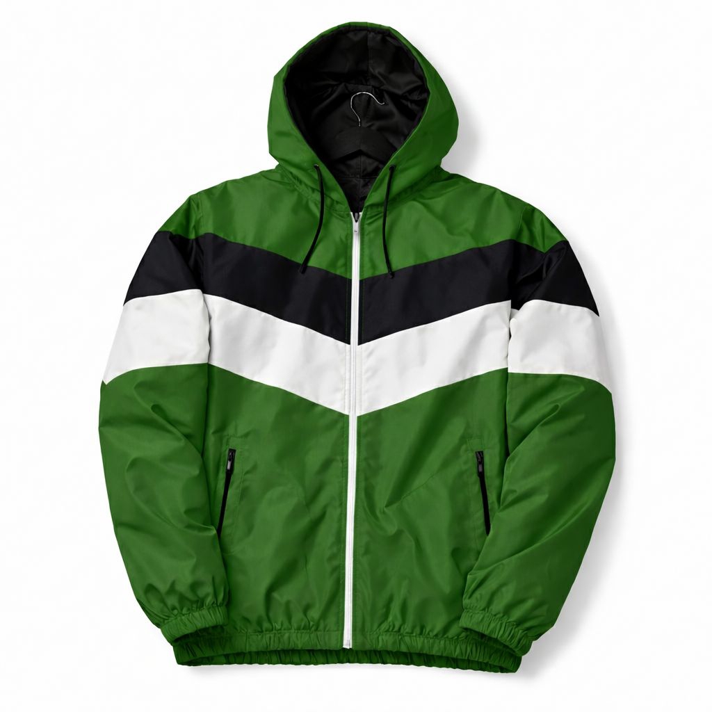 JAKET PARASUT LUMINO WINDBREAKER TRACKTOP PRIA WANITA KOMBINASI WARNA HIJAU HITAM PUTIH