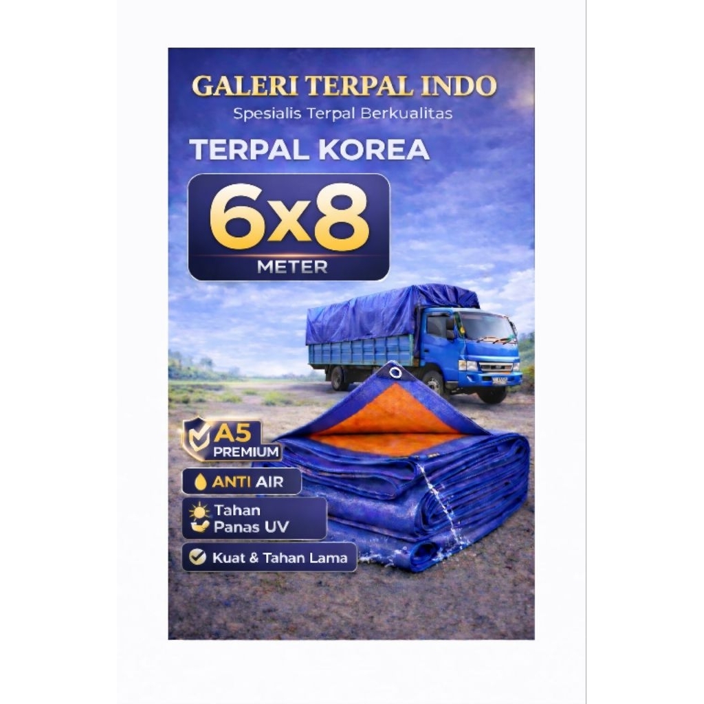 terpal plastik A5 6x8 biru orens terpal tebal murah terpal korea anti air tenda warung dan truk tend