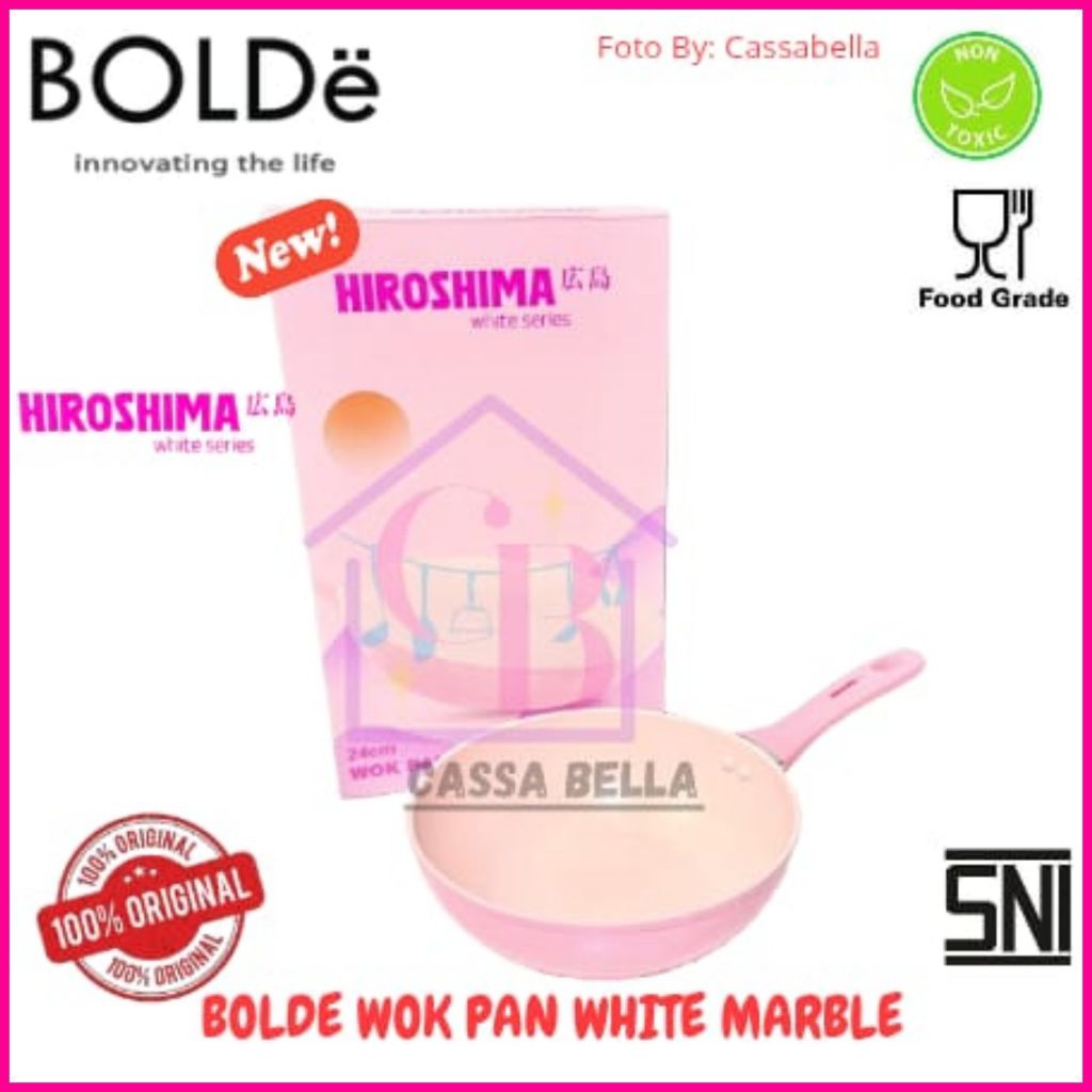 BOLDE Wok Pan 24cm White Series HIROSHIMA / Wok Pan 24cm Marble HIROSHIMA