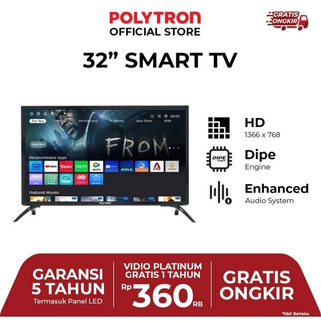TV LED POLYTRON 32INCH SMART TV 32CV