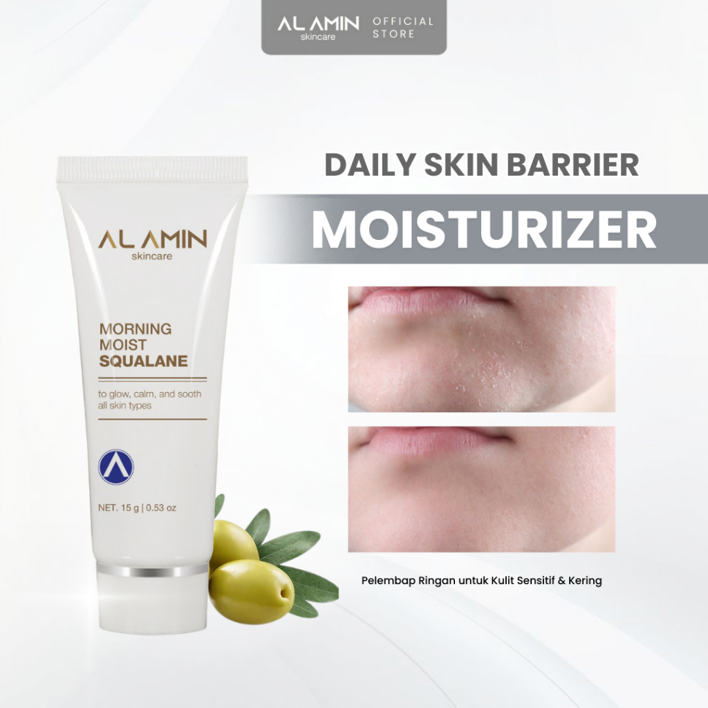 Pelembab Morning Moist Squalane Calming Kulit Normal Sensitif Kemerahan BPOM Alamin Skincare