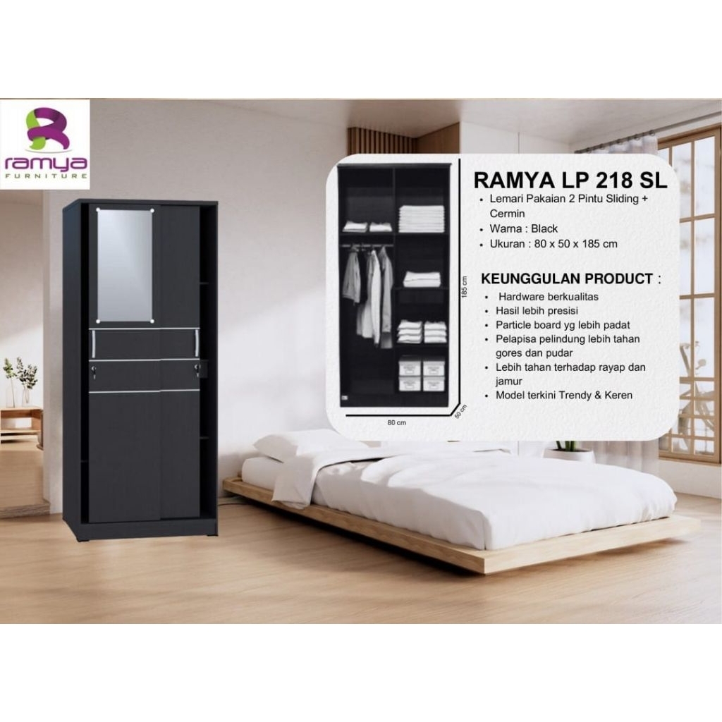 Lemari baju pakaian 2 pintu sliding murah  - BANDUNG saja