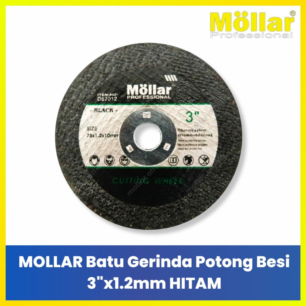 [PER PCS] MOLLAR Batu Gerinda Potong 3 Inch x 1.2mm Hitam Mata Gurinda Potong Besi Baja Hollow Baja 