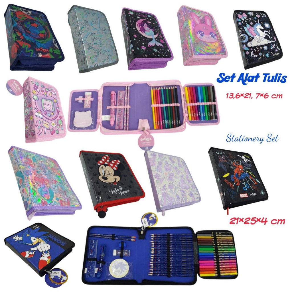 Set Alat Tulis Mewarnai Lengkap / Stationary Set Karakter Anak Laki-Laki dan Perempuan