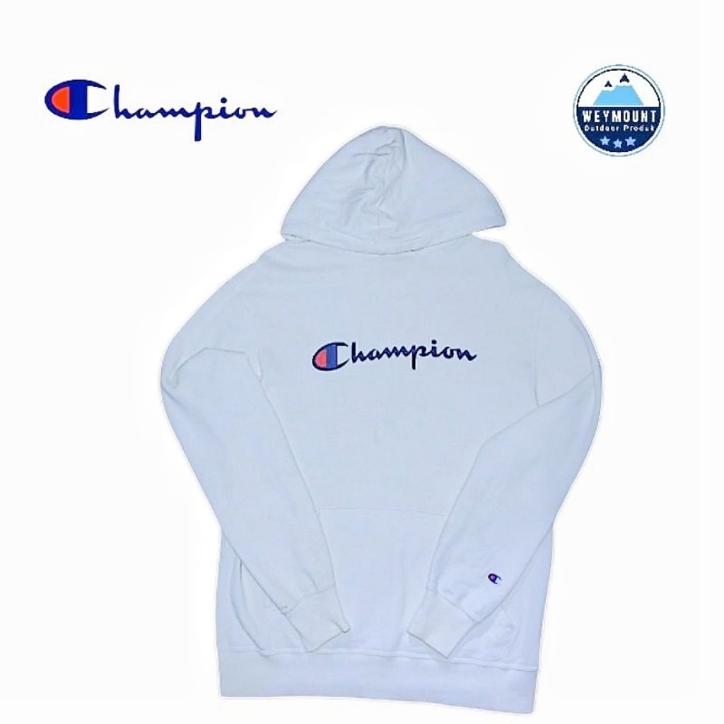 Hoodie CMT Script Text Champion Putih Full Big Logo Bordir Made In USA