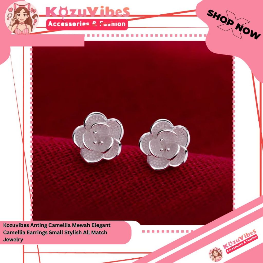 Kozuvibes Anting Camellia Mewah Elegant Camellia Earrings Small Stylish All Match Jewelry