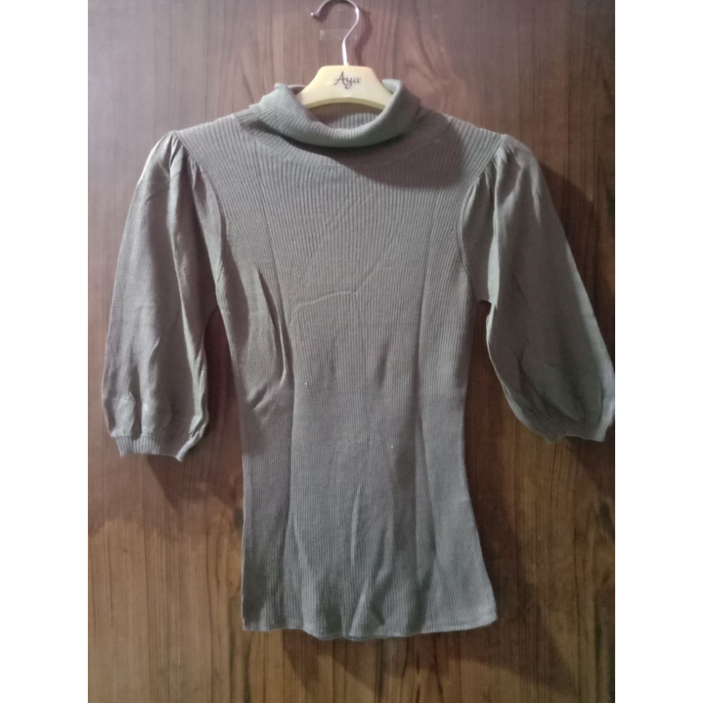 [PRELOVE] ATASAN TURTLENECK RAJUT LIDI LENGAN BALON