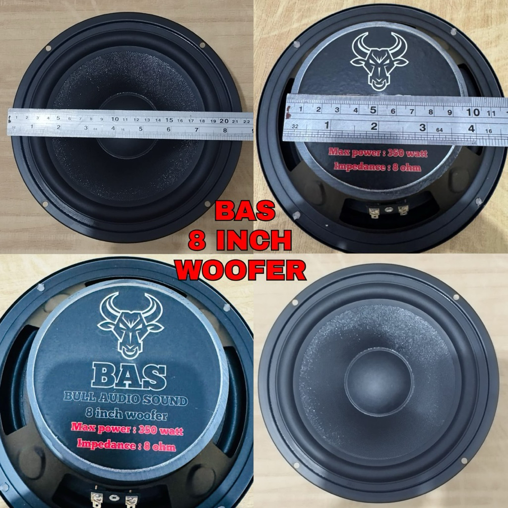 BAS bull audio sound speaker komponen 8 inch woofer 350 watt 8 ohm black series speker driver 8” hit