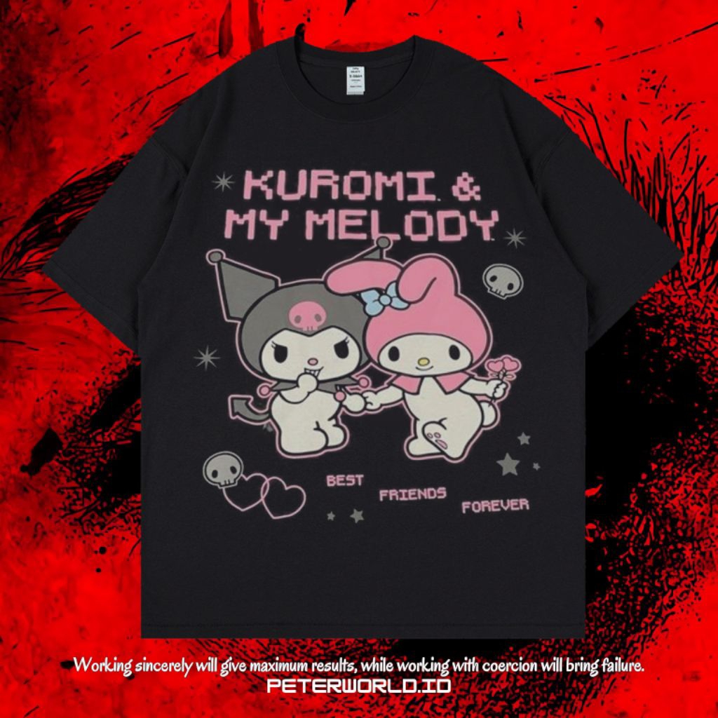 KAOS OVERSIZED / KAOS BLACK / OVERSIZED T SHIRT / KAOS KUROMI MY MELODY OVERSIZE BLACK VINTAGE TEE