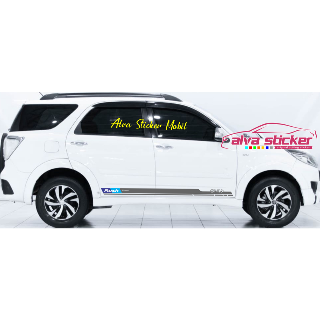 new design sticker rush konde stiker list vinyl mobil toyota rush lama list stripe rush kanji jdm