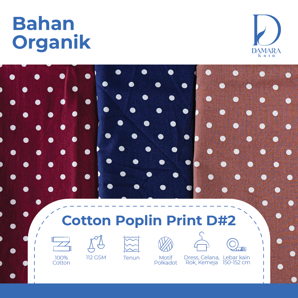 Bahan Kain Cotton Poplin Polkadot
