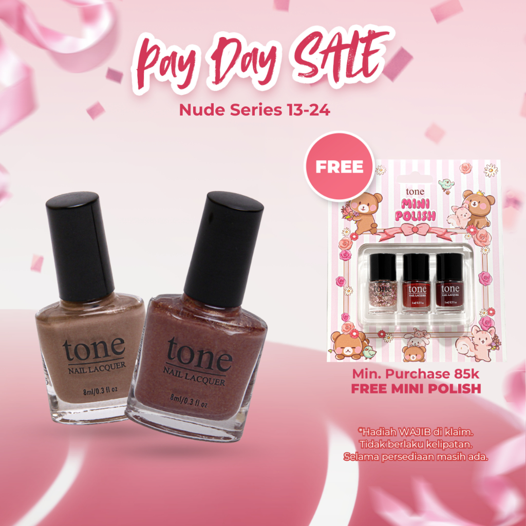 Tone Nail Lacquer Nude Series 13-24 | Kutek Nude | Cat Kuku | Nail Polish | Kutek Halal Muslimah