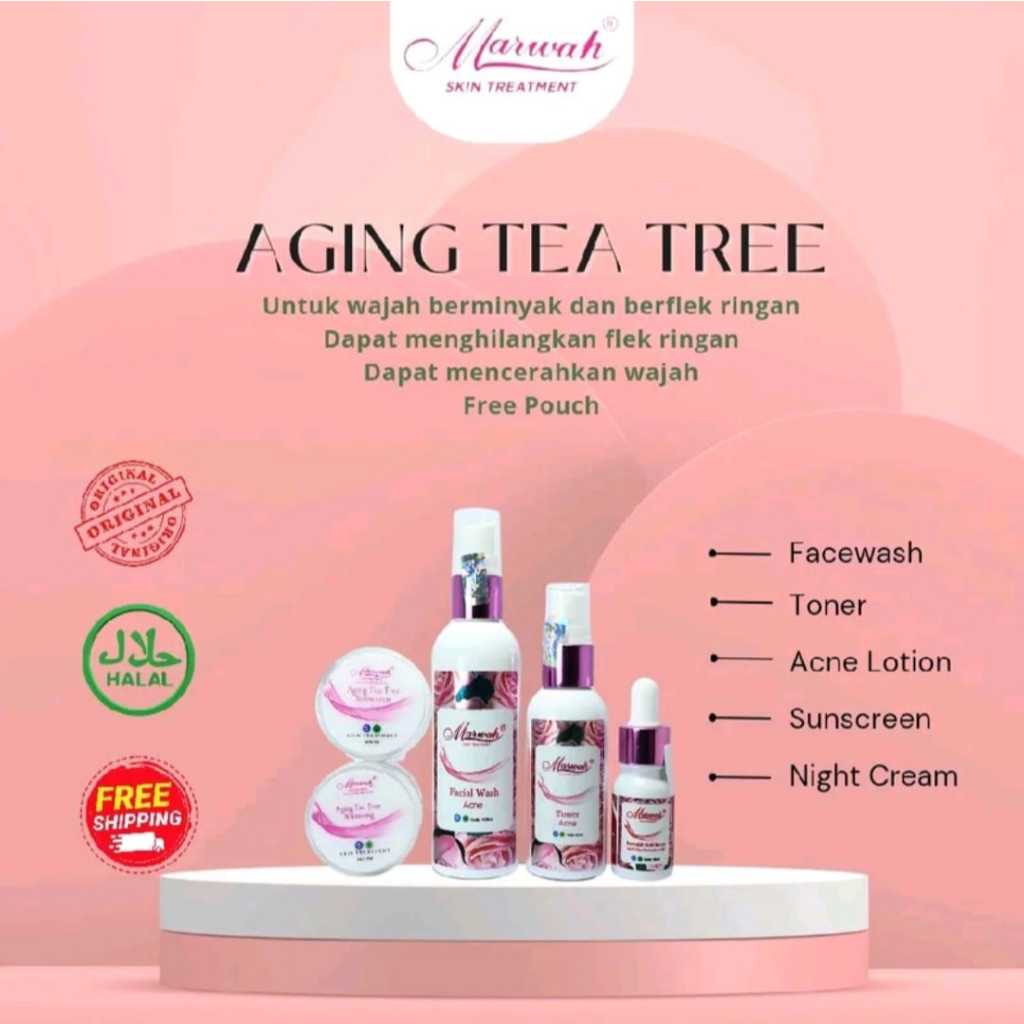 Marwah Skincare Paket Aging Tea Tree untuk mengatasi  flek hitam Original