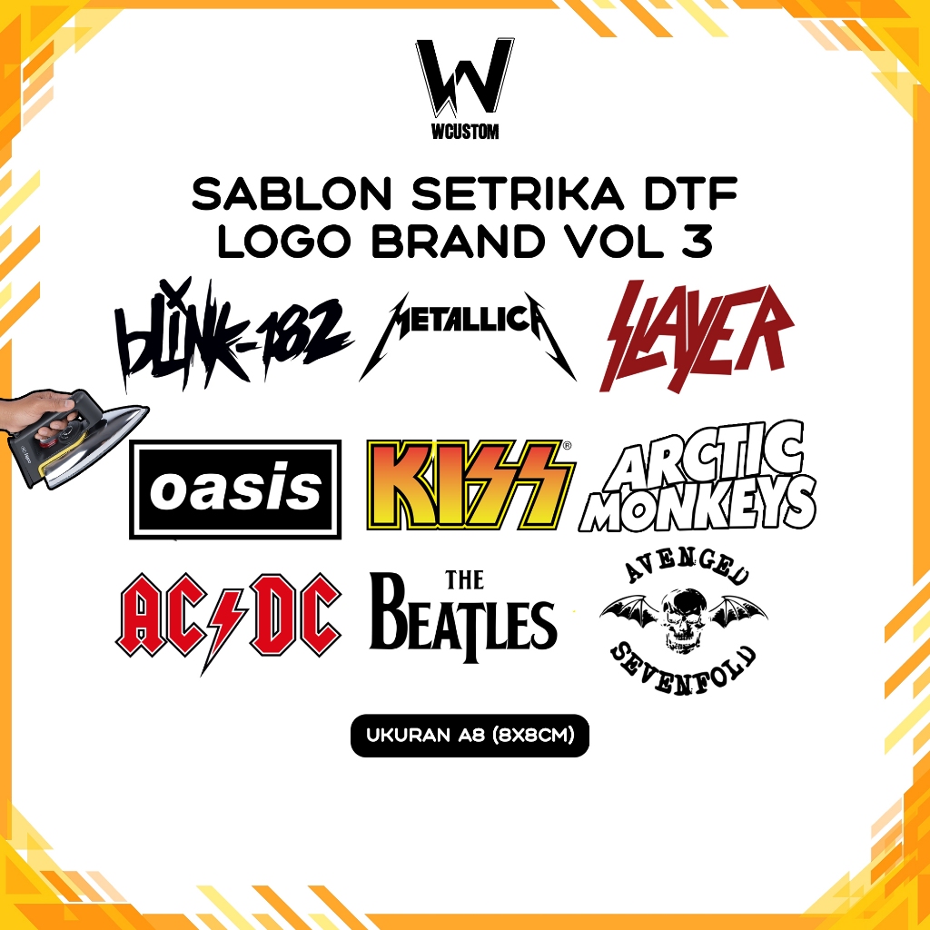 Sablon Setrika DTF Satuan Logo Band Siap Press Setrika
