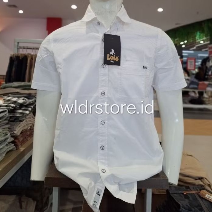 lois jeans kemeja pria lengan pendek slimfit 007 white