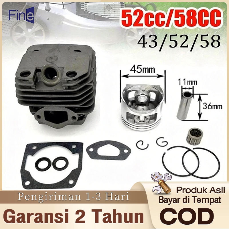 Cylinder Block Assy Komplit Blok Chainsaw 58cc+paking kop diameter 45.2mm Chainsaw komplit