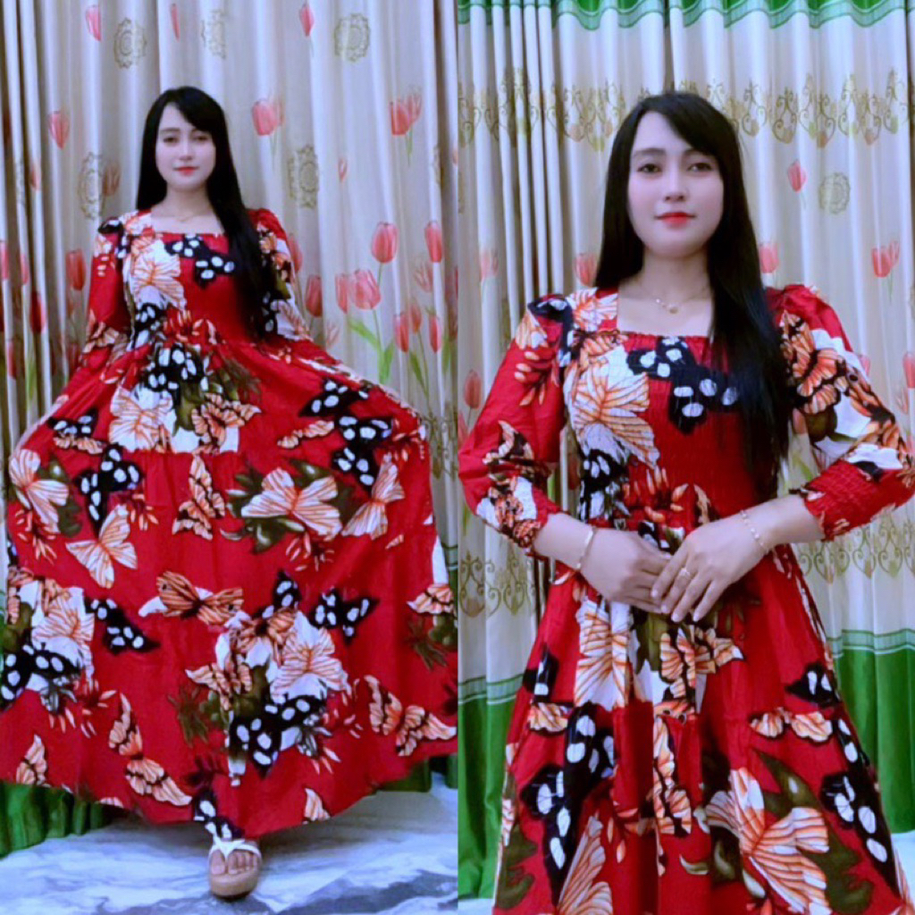 Dress cinderella full smoke bunga-bunga