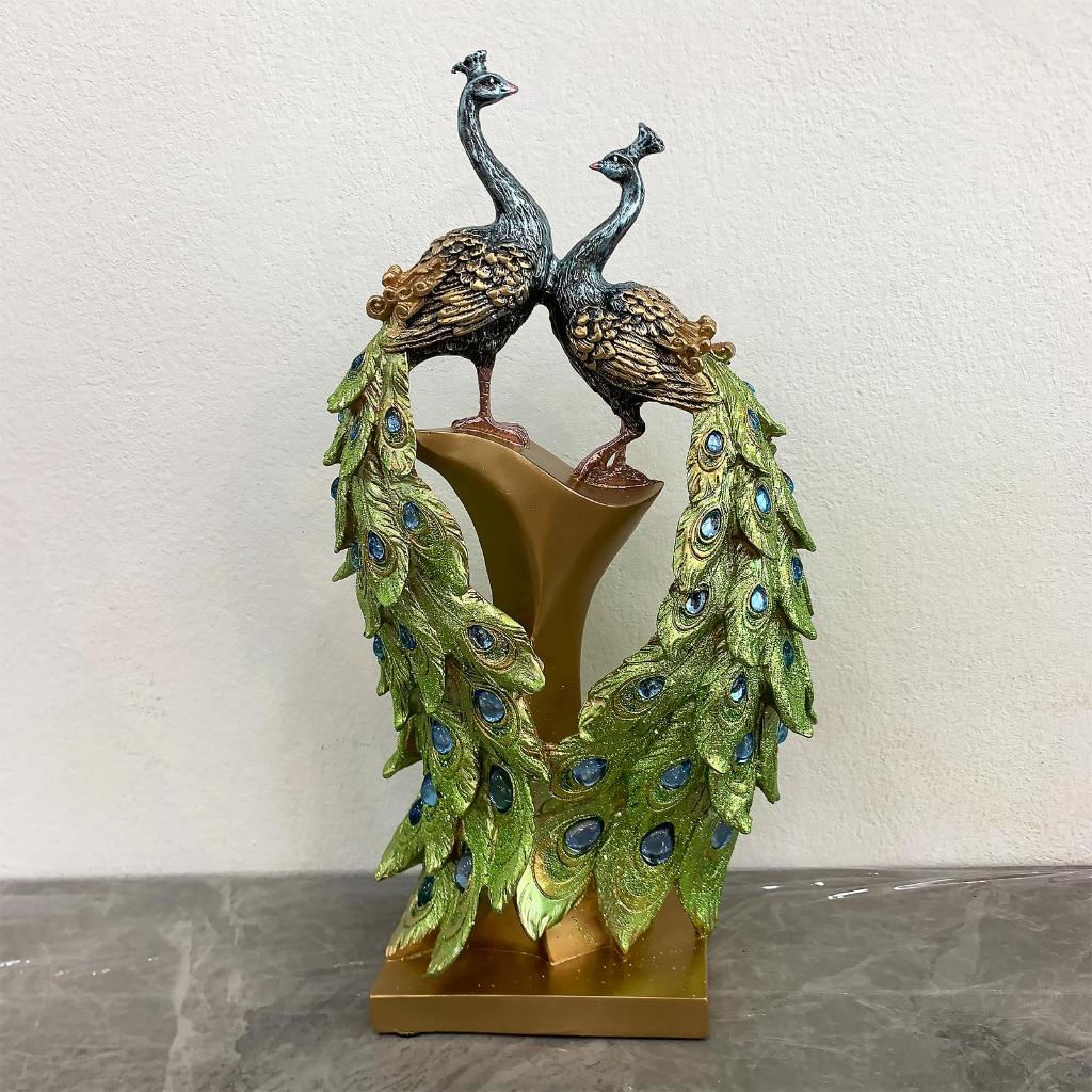 Pajangan Burung Merak Peacock Emas Shiny Blink Fengshui Kesehatan Love