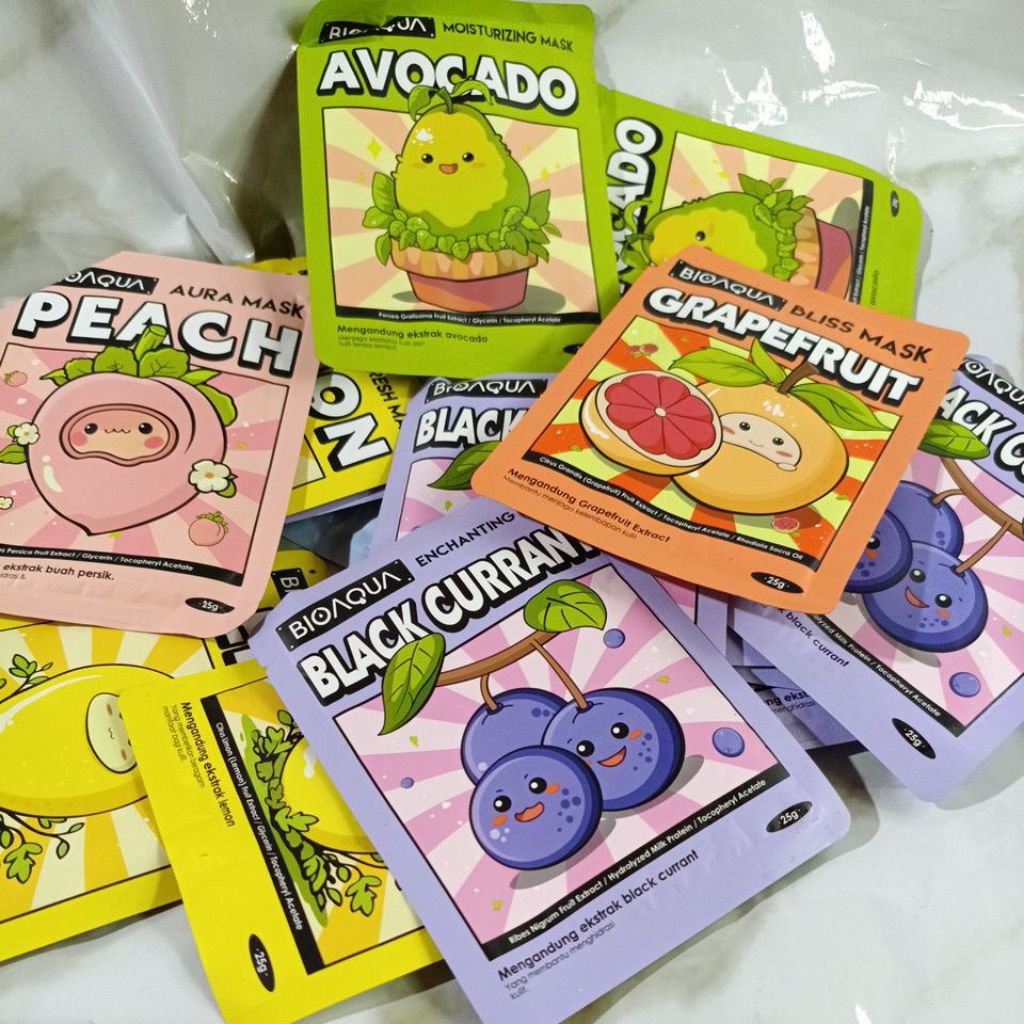 MASKER MUKA BIOAQUA VARIAN BUAH (3 psc)