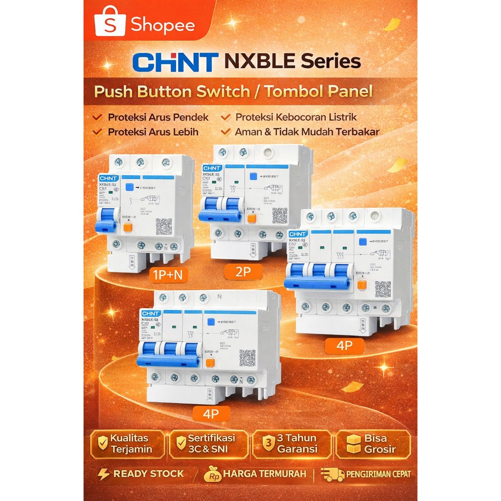 CHINT RCCB 2P 63A RCD Pemutus Sirkuit Kebocoran Arus Listrik 220-240V AC