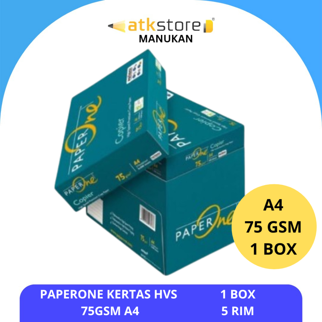 (KHUSUS INSTAN 1 BOX) Kertas HVS PaperOne A4 75gsm | isi 5 rim