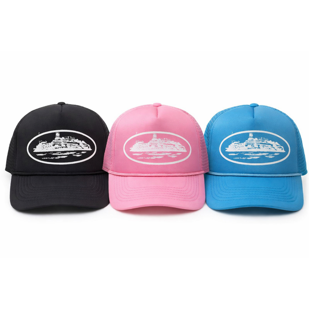 Topi Jaring Pink hitam biru Trucker Hat Topi skena