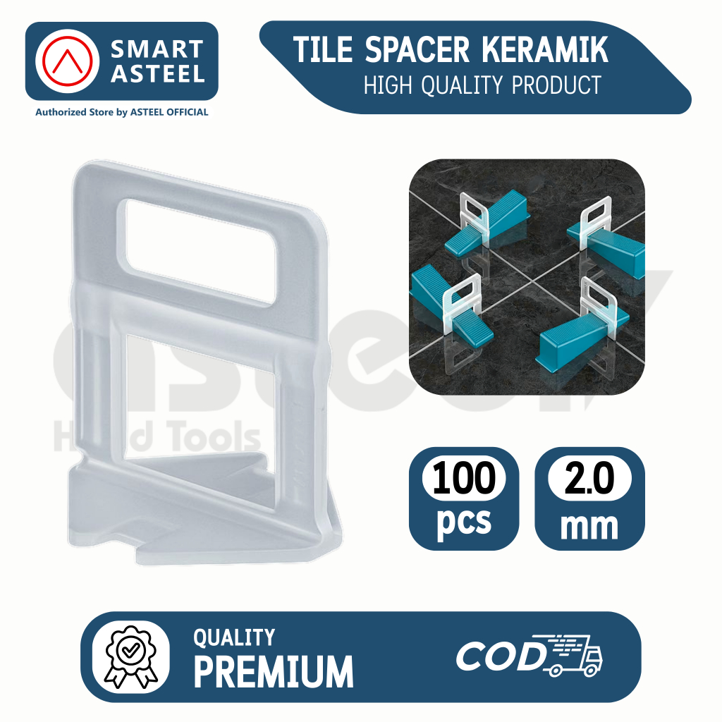 Asteel Alat Perata Pasang Keramik Lantai Dinding Klip Clip Tile Spacer Nat 2mm 100pcs Tile Leveling