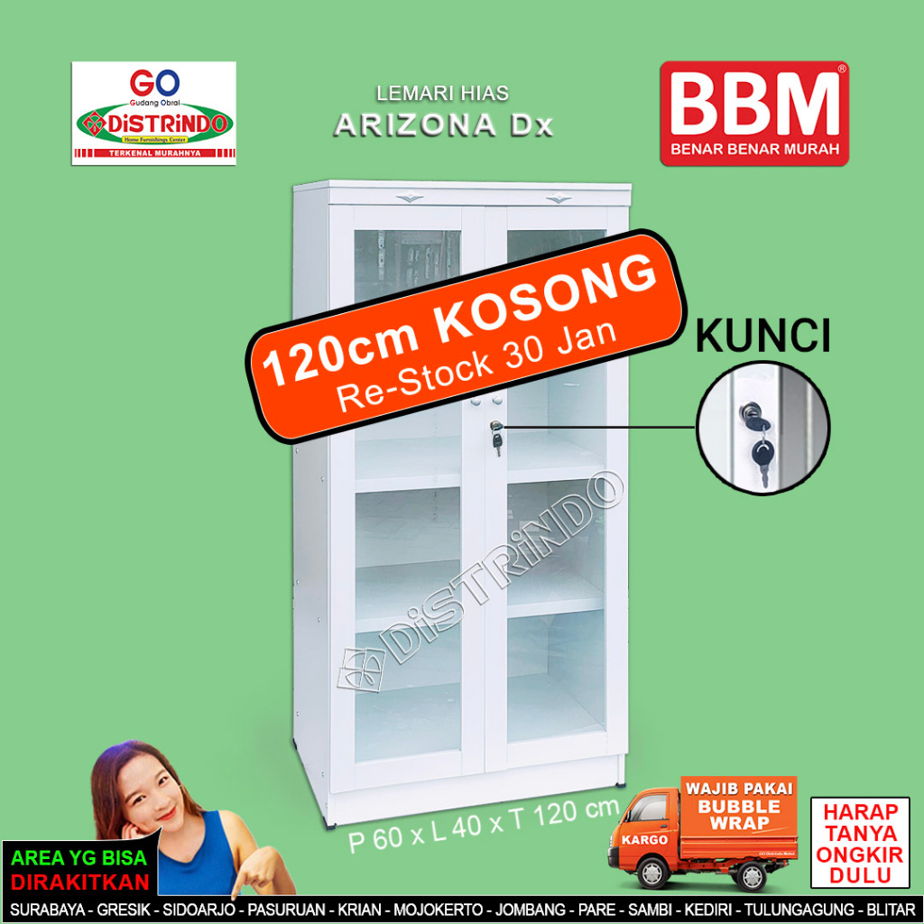 Promo Lokal - Bufet Lemari Hias Etalase Pintu Kaca + Kunci Rak Tebal Bisa untuk Buku Tas Kosmetik