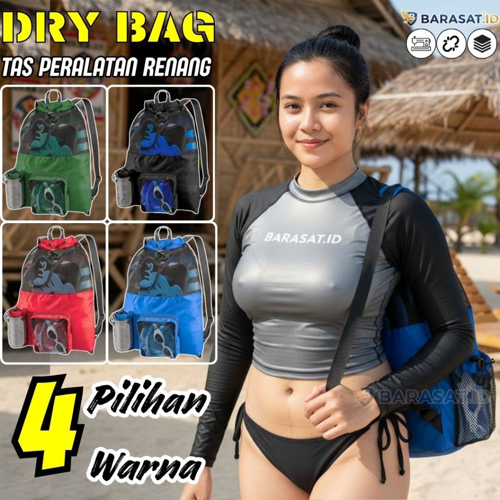 Tas Jaring Peralatan Renang Muat Papan Luncur dan Pull Buoy. Dry Bag Diving Alat Olahraga Air Sport 