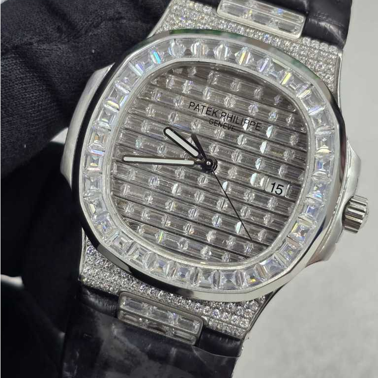 Jam Tangan Patek Philippe 5719G Swiss Automatic 40mm Croco Leather Clean Black Dial