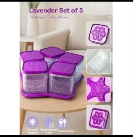 toples Calista lavender Set 5 hijau toples kue kering lebaran 5 set kristal toples Set 5 kali