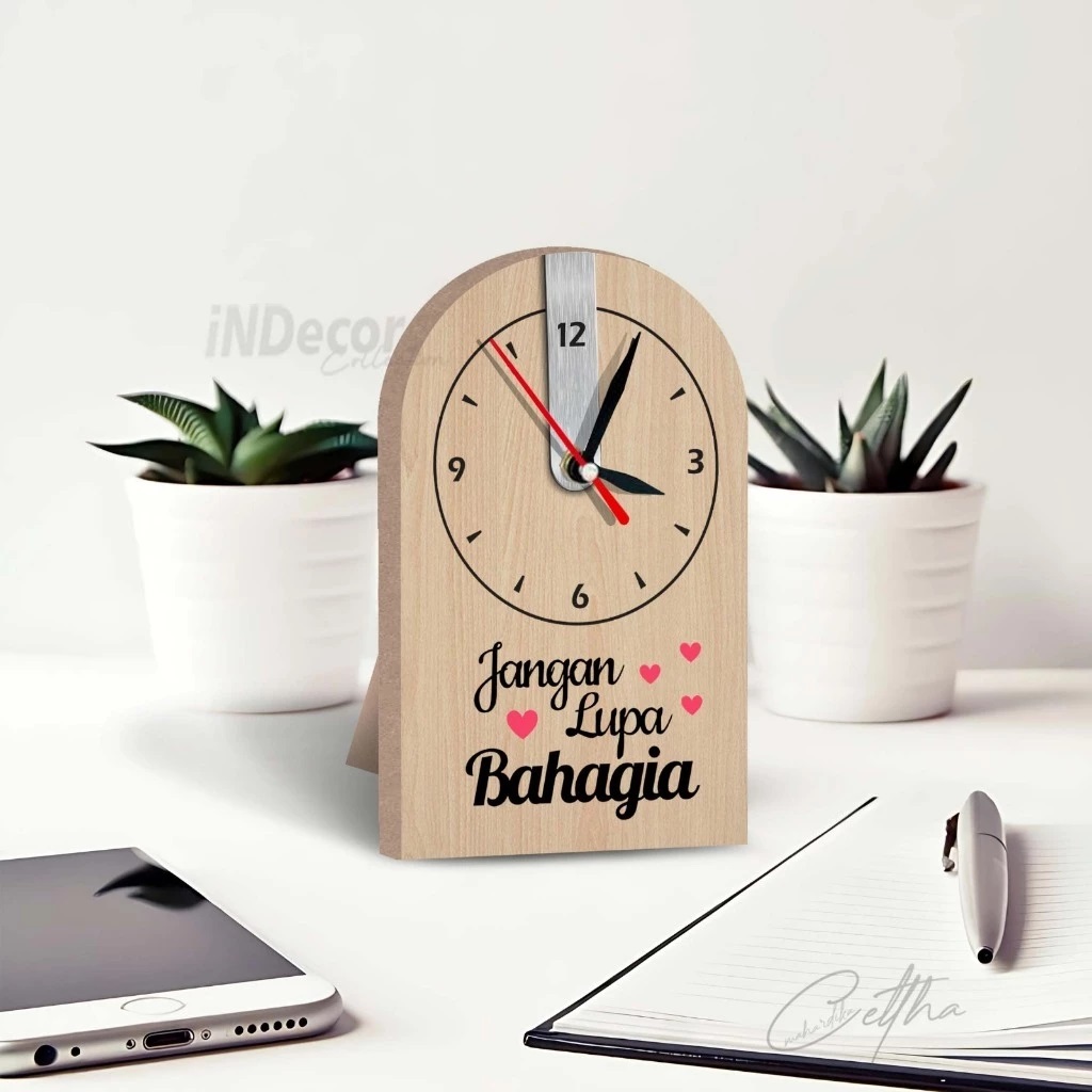 Jam Mini Meja Kerja / Jam Meja Mini Kayu Analog / Jam Estetik Mini