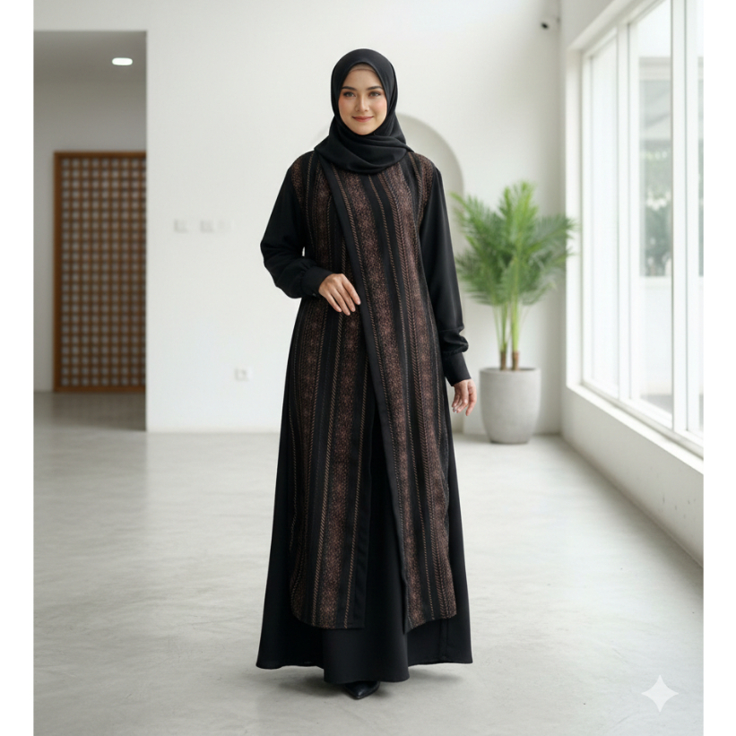 KHANSA DRESS COUPLE ANAK GAMIS WANITA MUSLIMAH Dewasa Remaja Ibu Ibu Motif KOMBINASI Polos hitam can