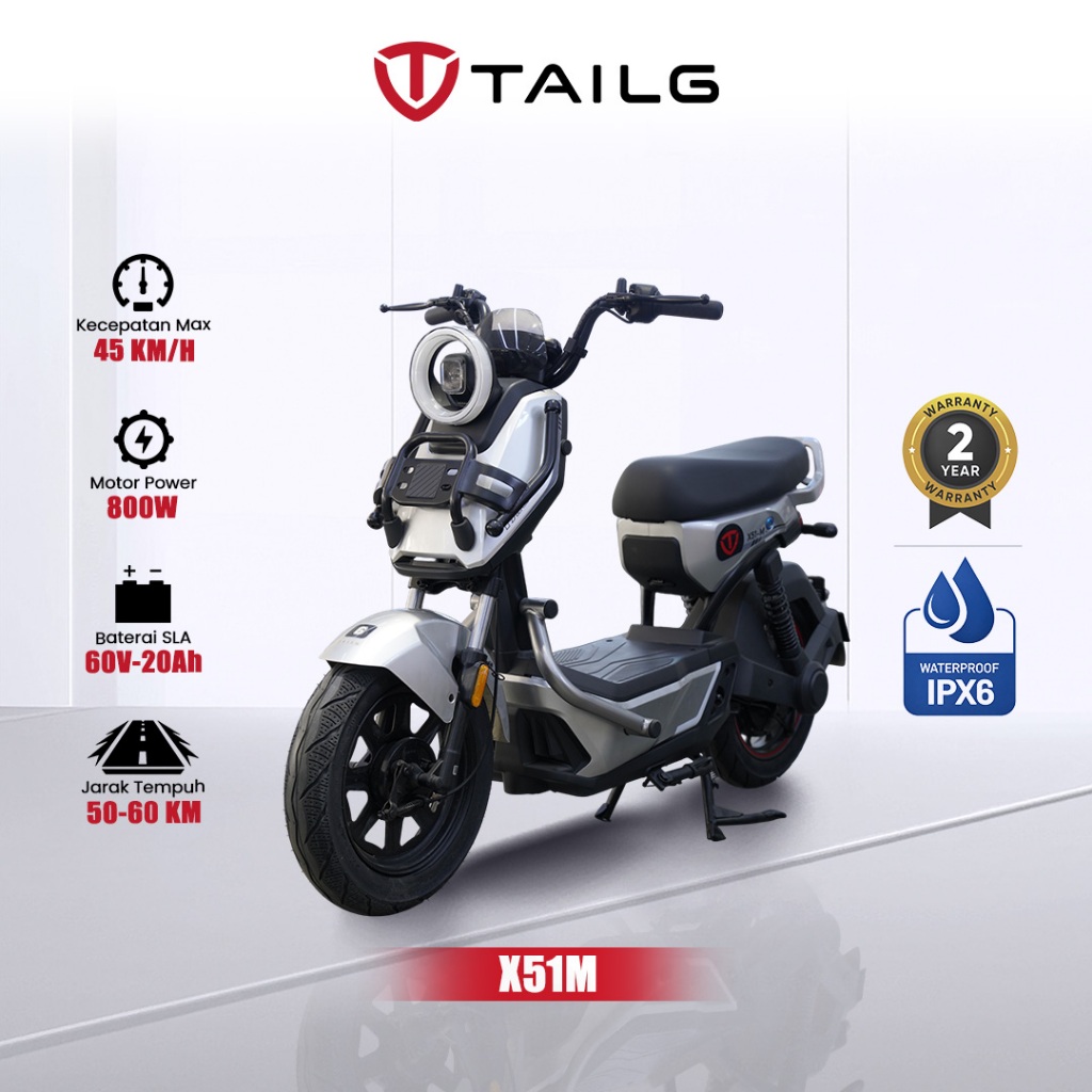 TAILG X51M SEPEDA LISTRIK 48V 60KM FREE HELM