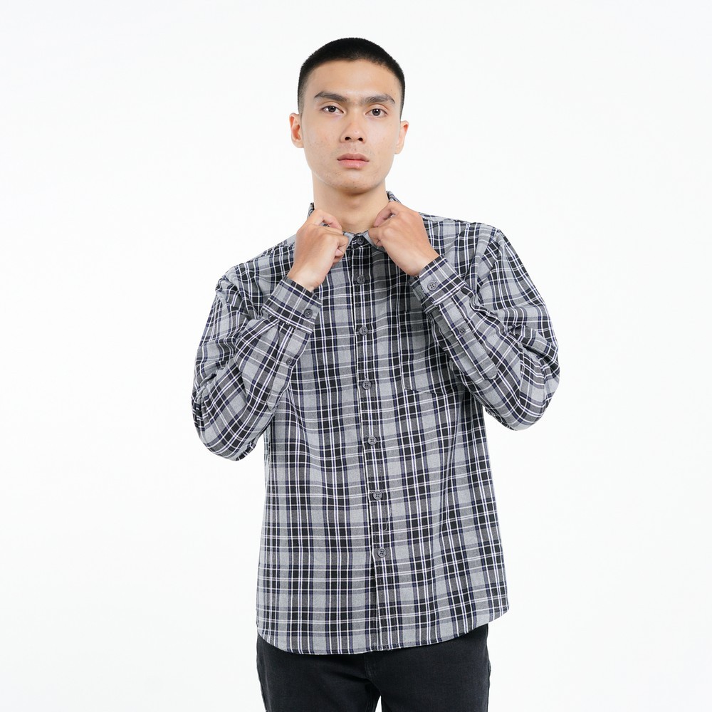 Greenlight Kemeja Kotak-Kotak Pria Lengan Panjang Regular Fit Plaid Checked Shirt Preston HP-G060126