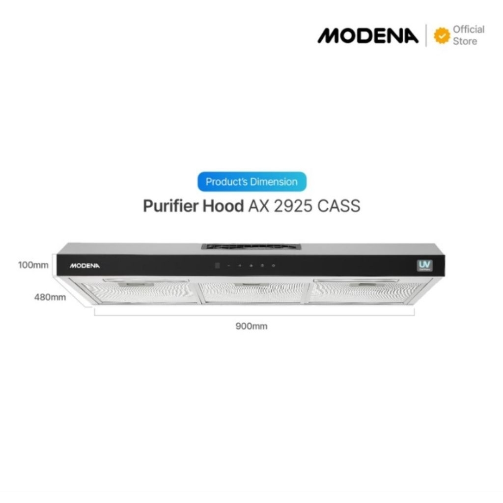 Modena Slim Hood AX 2925 CASS - Cooker Hood Modena AX2925CASS 90cm