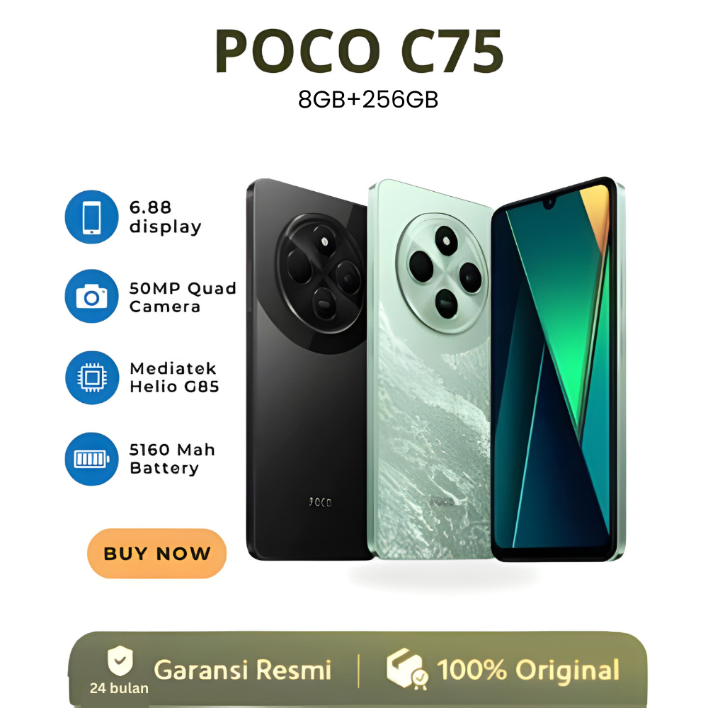 REDMI POCO C75 (5G) RAM 8GB + ROM 256GB / [NEW] REDMI POCO C75 ( 5G ) 8GM RAM + 256GB