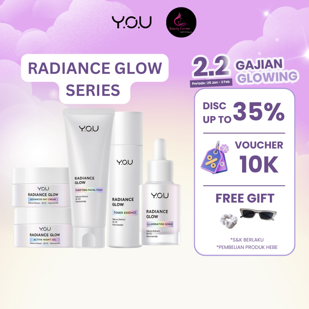 YOU Radiance Glow Series - Toner Essence | Advanced Day Cream | Facial Foam | Serum