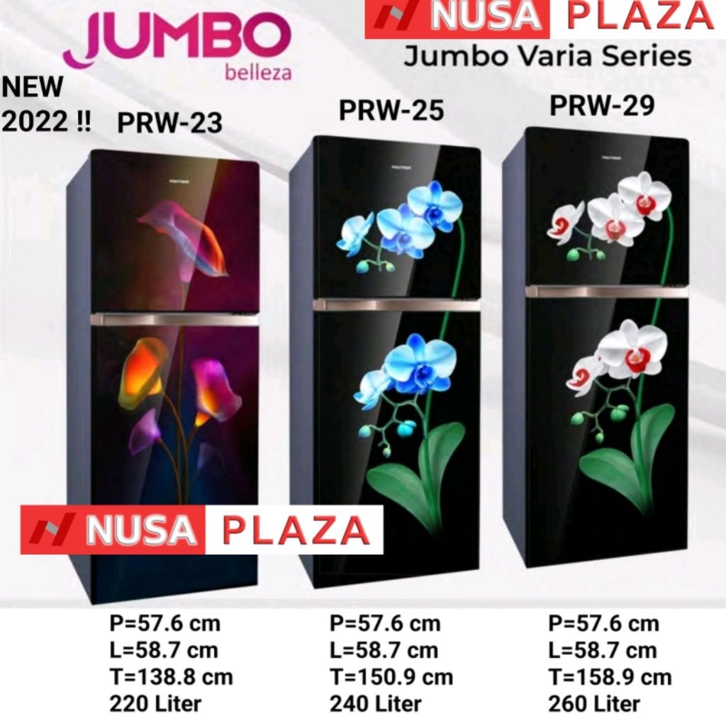 KULKAS POLYTRON 2 PINTU NEW 2022 PRW-23,25,29 MOW / MOB / MTR (KHUSUS MEDAN)