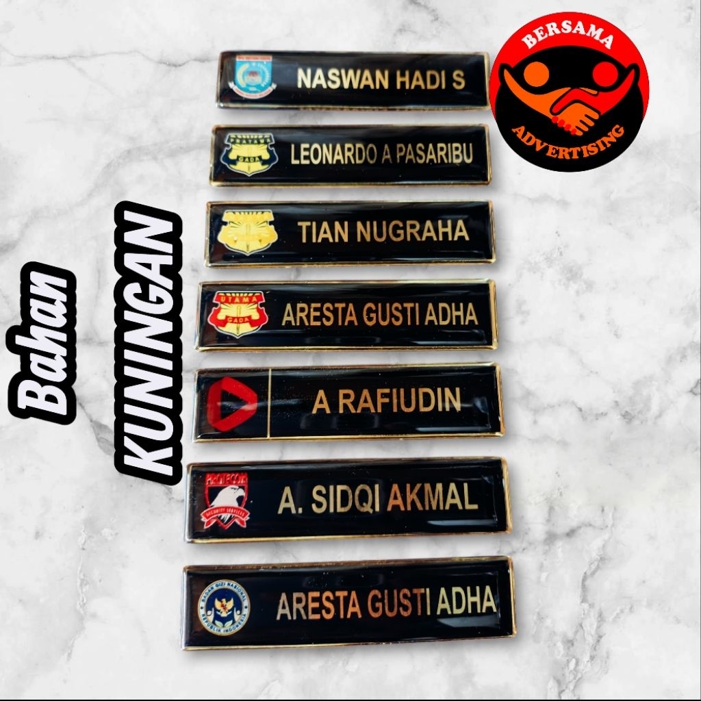 Nama dada papan nama nametag Bahan KUNINGAN
